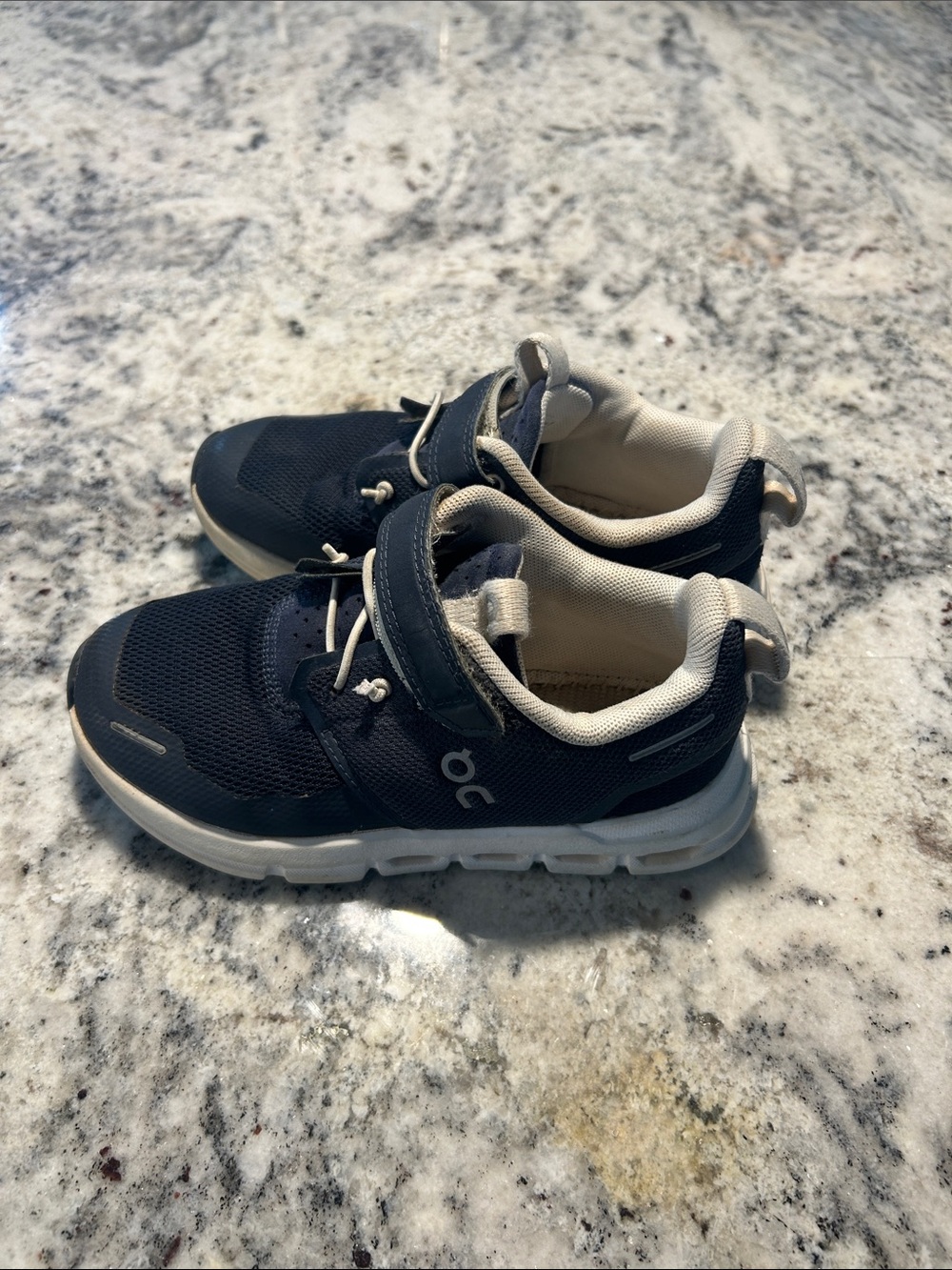 On Running Kids Navy and Cream Athletic Sneakers